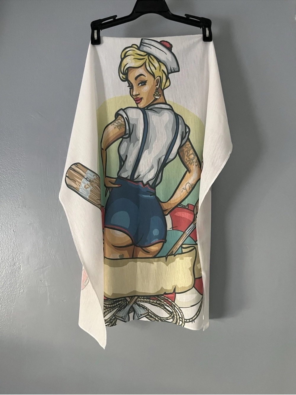 Bandana Pin Up Sailor Girl 24”x 25” Soft Fabric
